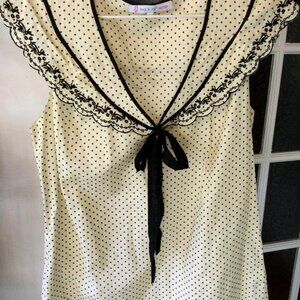 Paul & Joe Sister polka dot cotton/silk blouse with ribbon tie